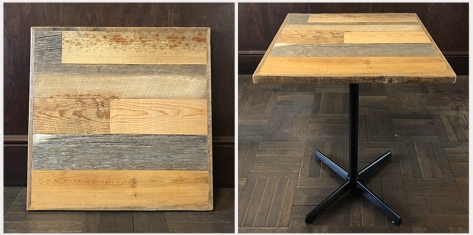 ボーダー柄のテーブル