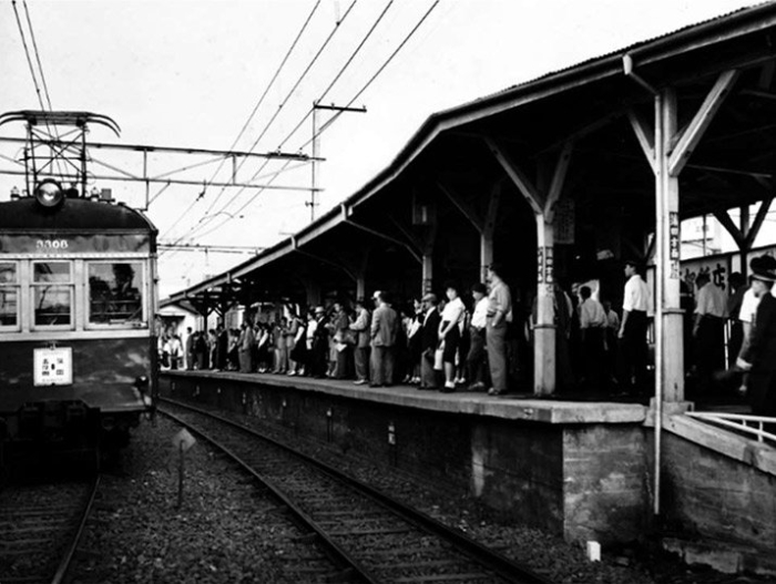 池上駅の木造旧駅舎（1959年当時）