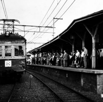 池上駅の木造旧駅舎（1959年当時）